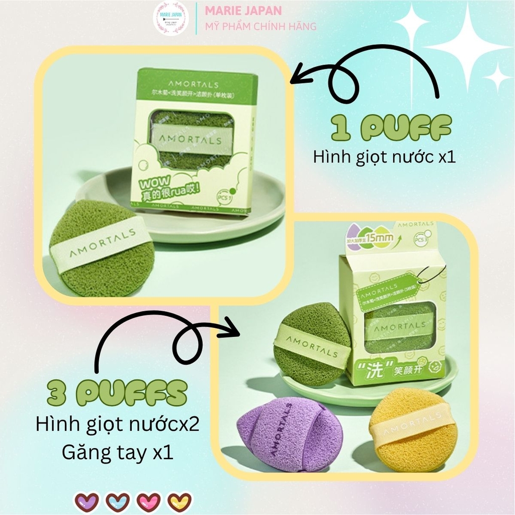 Bông Mút Rửa Mặt Amortals Bọt Biển Hỗ Trợ Rửa Mặt Sạch Sâu Mềm Mịn Không Gây Rát Da