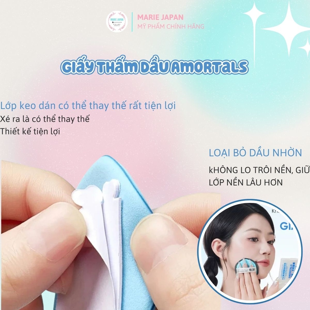 Giấy Thấm Dầu Amortals  Kiểm Soát Dầu Nhờn Hiệu Quả Giữ Lớp Trang Điểm Lâu Trôi