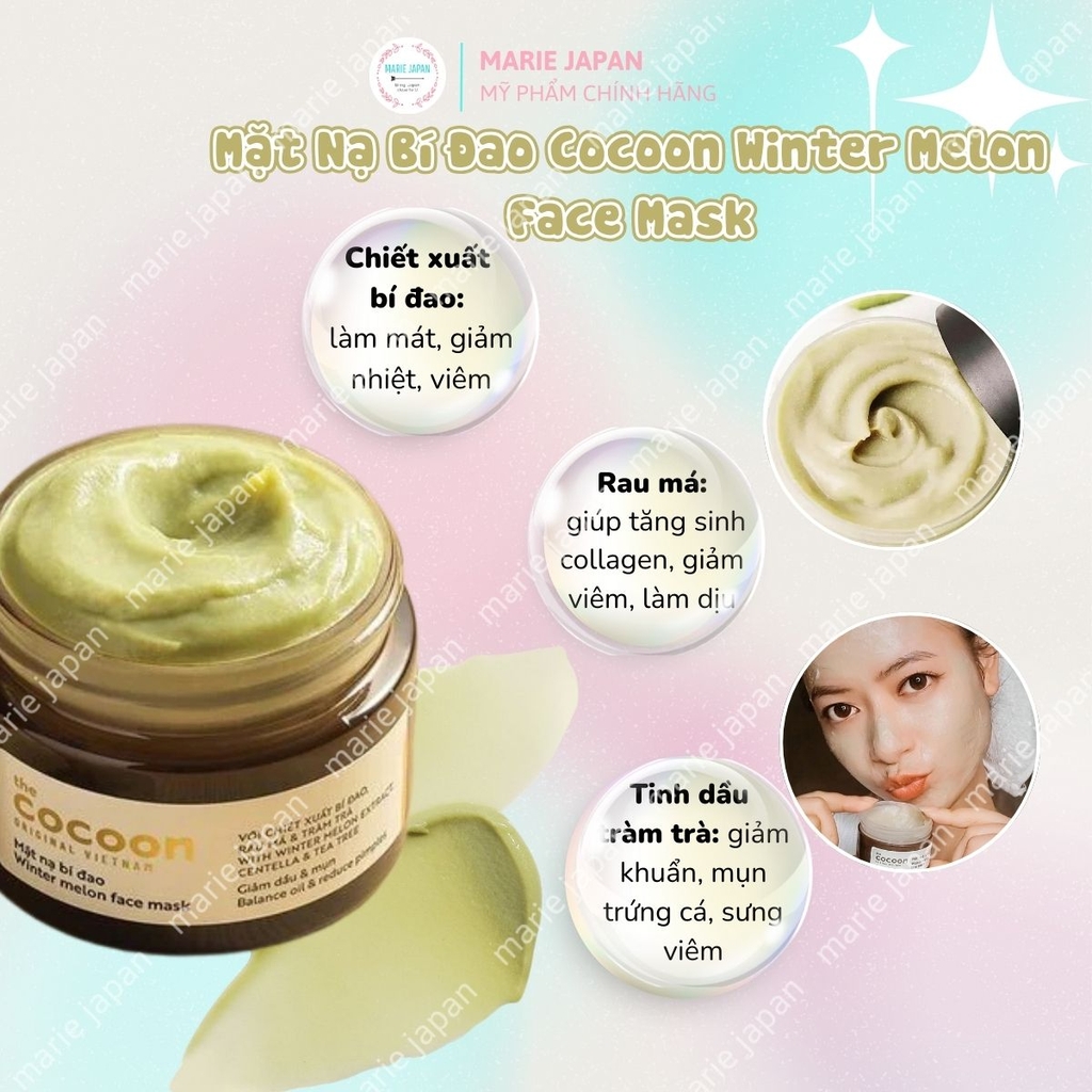 Mặt Nạ Bí Đao Cocoon Winter Melon Face Mask Giảm Mụn Kiểm Soát Dầu Nhờn Dưỡng Ẩm Da Hũ 30ml