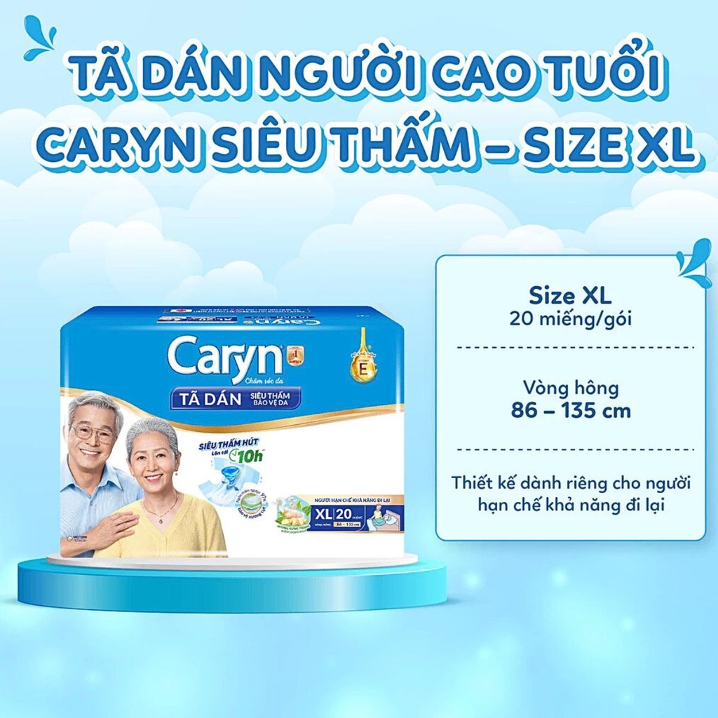 Tã/Bỉm Dán Người Lớn Unicharm Caryn Siêu Thấm Chống Tràn Khô Thoáng Nhật Bản