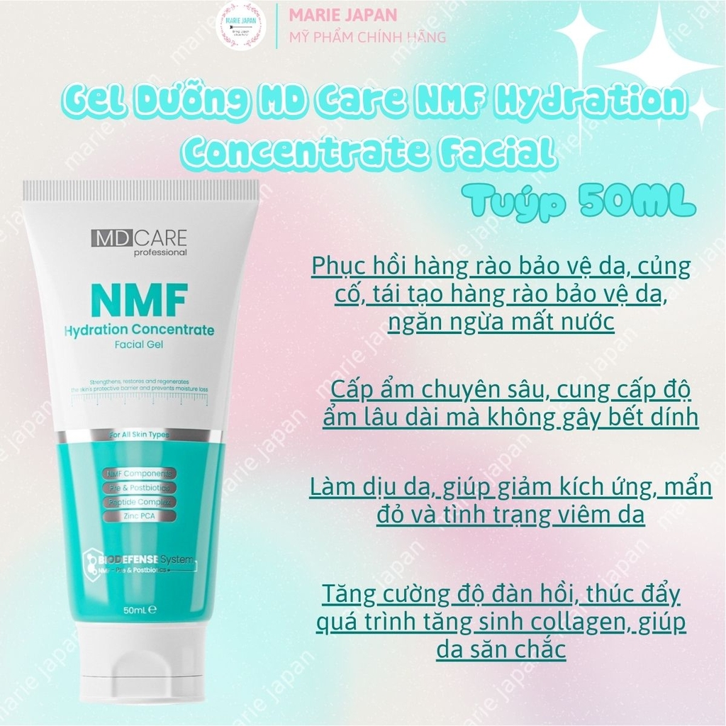 Gel Dưỡng MD Care NMF Hydration Concentrate Facial Kiềm Dầu Cấp Ẩm Phục Hồi Da Tuýp 50ml