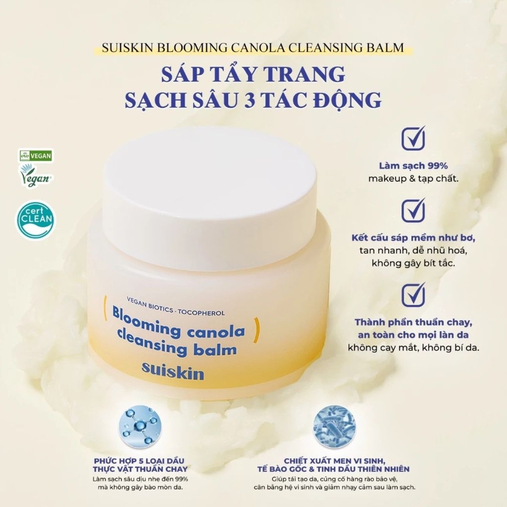 Sáp Tẩy Trang Suiskin Sạch Sâu Loại Bỏ Bã Nhờn Bụi Bẩn Hiệu Qủa Blooming Canola Cleansing Balm Hàn Quốc Hũ 90ml