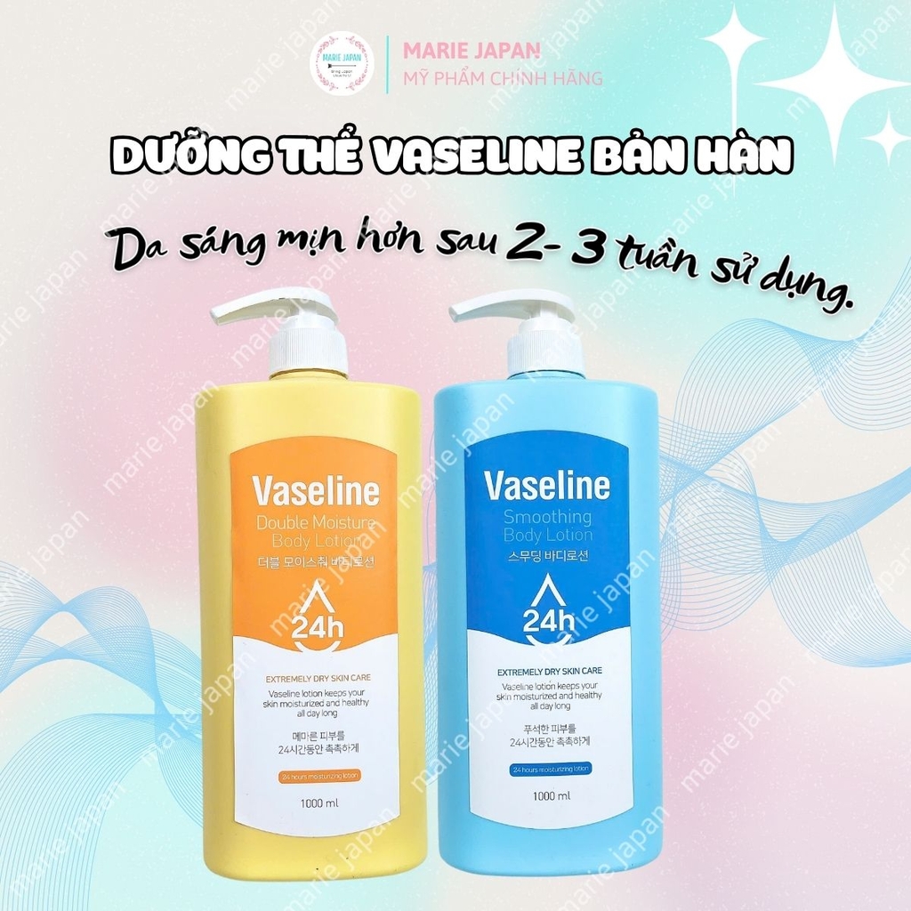 Sữa Dưỡng Thể Vaseline Dưỡng Ẩm Sáng Da Toàn Thân Bản Hàn Quốc 1000ml