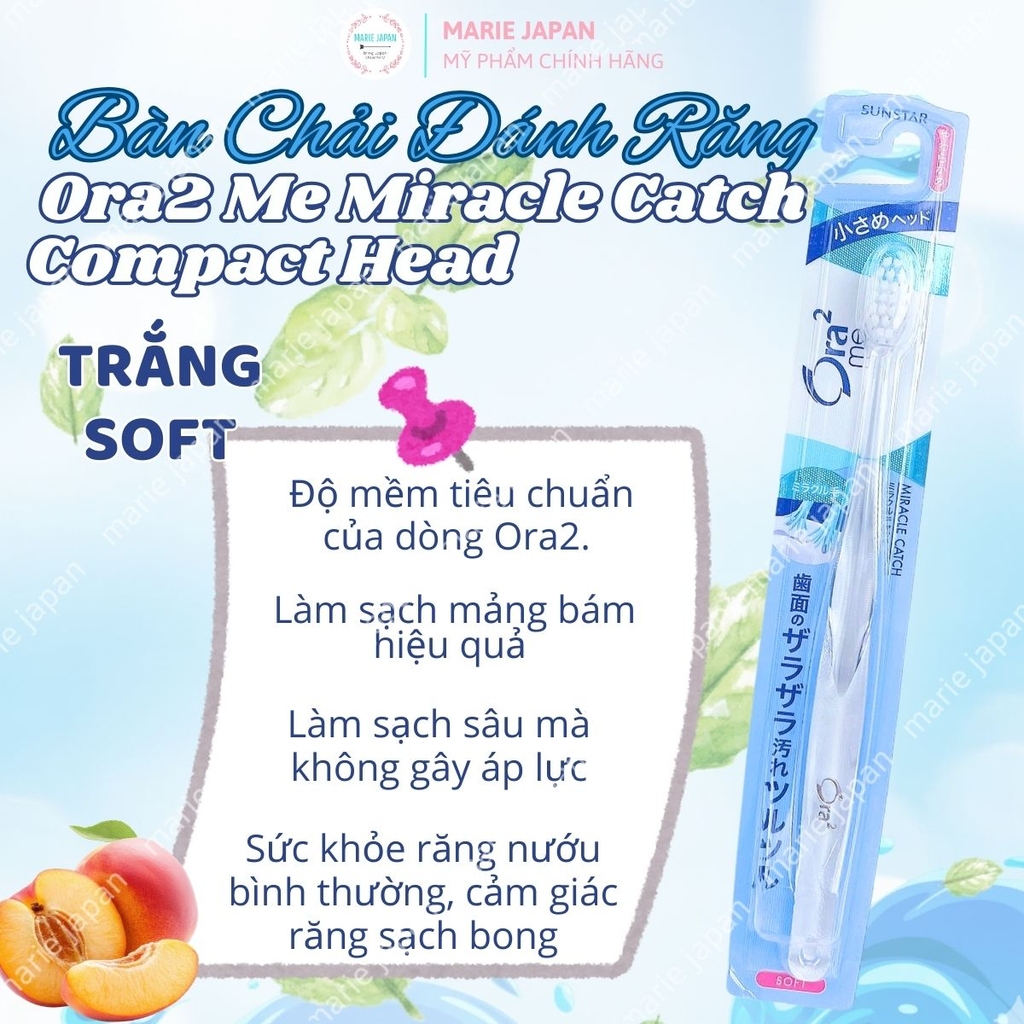 Bàn Chải Đánh Răng Ora2 Me Sợi Mảnh Mềm Mại Bảo Vệ Răng Nướu Cao Cấp Miracle Catch Compact Head Nhật Bản
