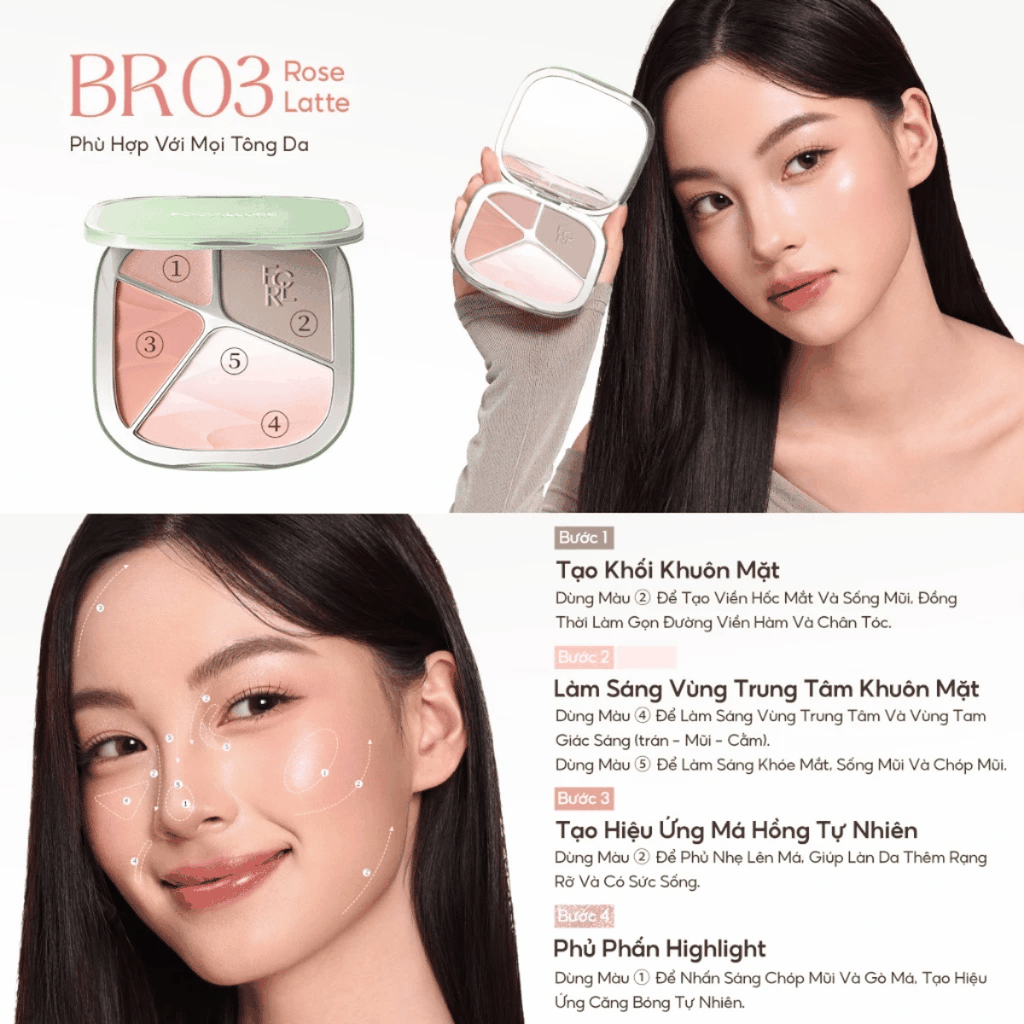 Bảng Tạo Khối Và Bắt Sáng Focallure Đa Năng Lâu Trôi Color Highlighter Contour Palette F86