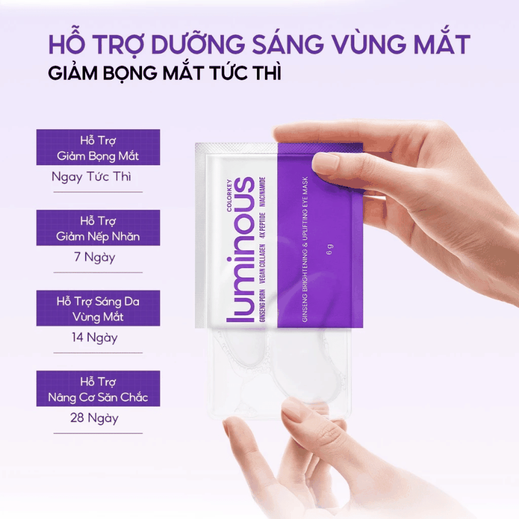 Mặt Nạ Mắt Colorkey Luminous Hỗ Trợ Làm Sáng và Nâng Cơ Vùng Da Mắt  Ginseng Brightening & Uplifting Eye Mask 1 Miếng Lẻ 6g