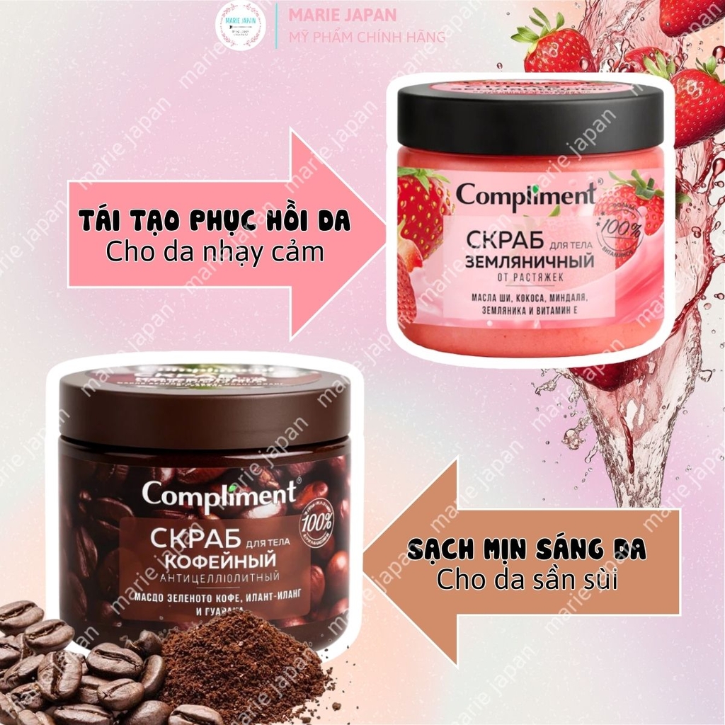 Tẩy Tế Bào Chết Compliment Body Scrub Mềm Mướt Bóng Khỏe Sáng Mịn Da 400ml