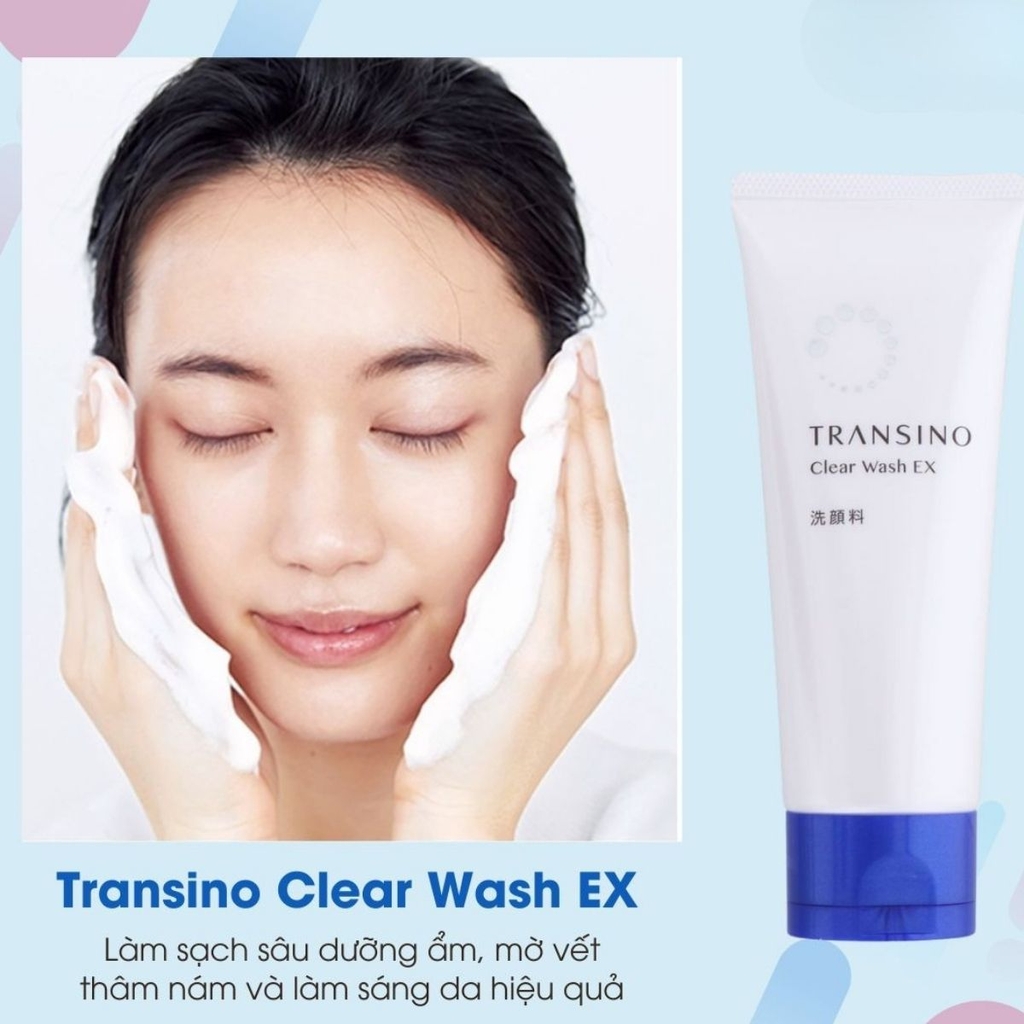 Sữa Rửa Mặt Transino Dưỡng Trắng Mờ Thâm Nám Tàn Nhang Clear Wash Ex Nhật Bản Tuýp 100g