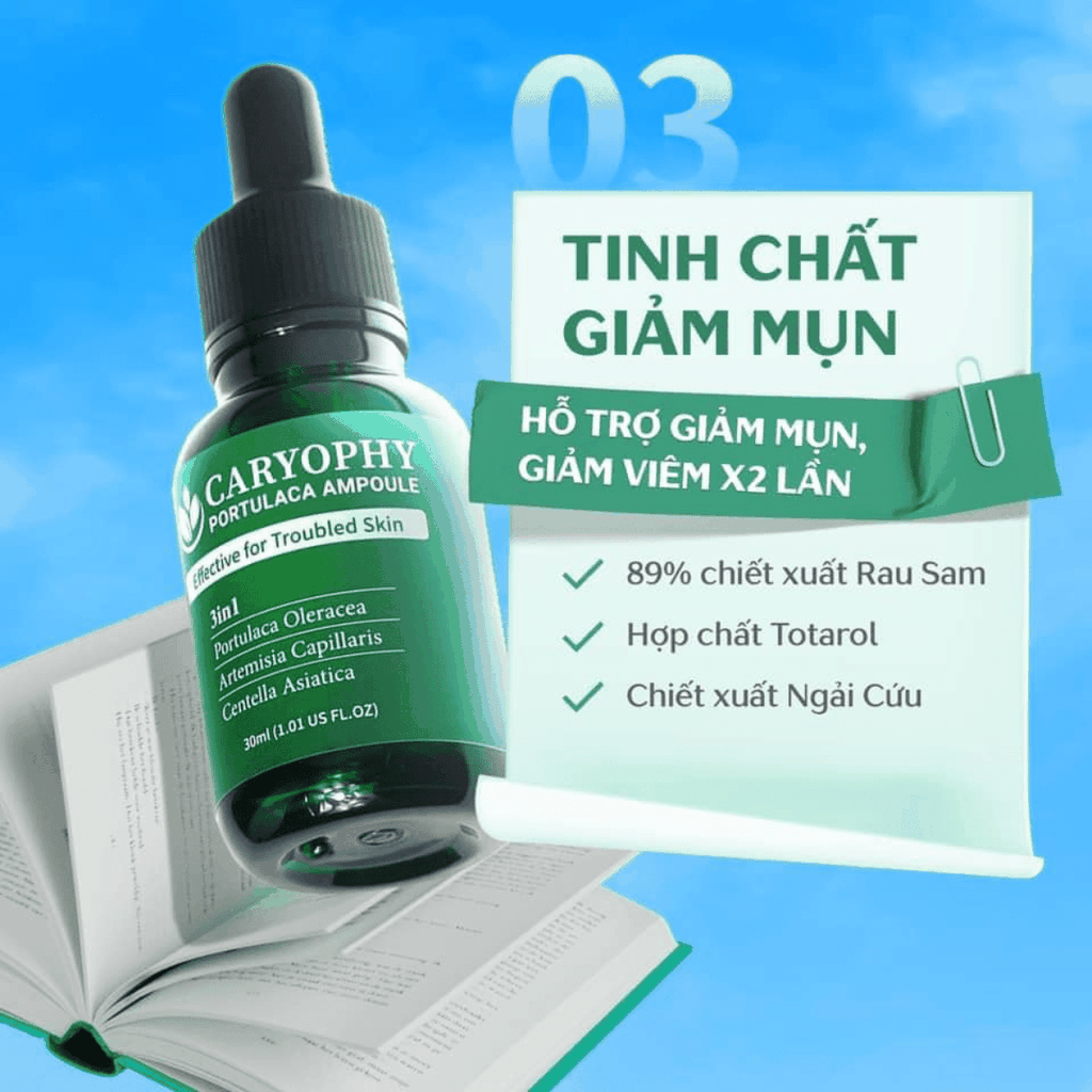 Serum Caryophy Portulaca Ampoule Giảm Mụn Mờ Thâm Se Khít Lỗ Chân Lông Hàn Quốc 30ml