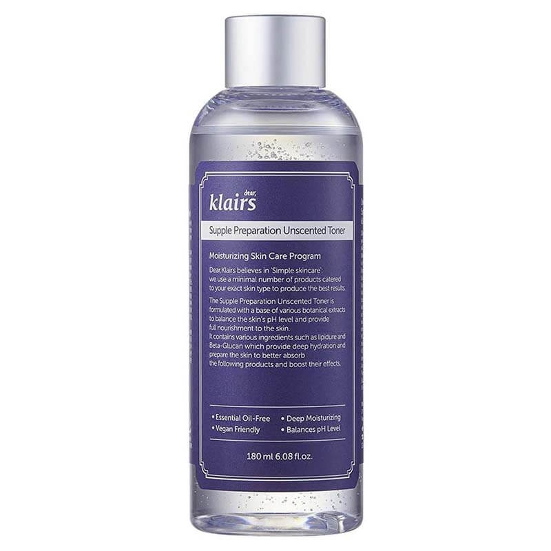 Toner Dear Klairs Supple Preparation Unscented - KHÔNG MÙI Chai 180ml