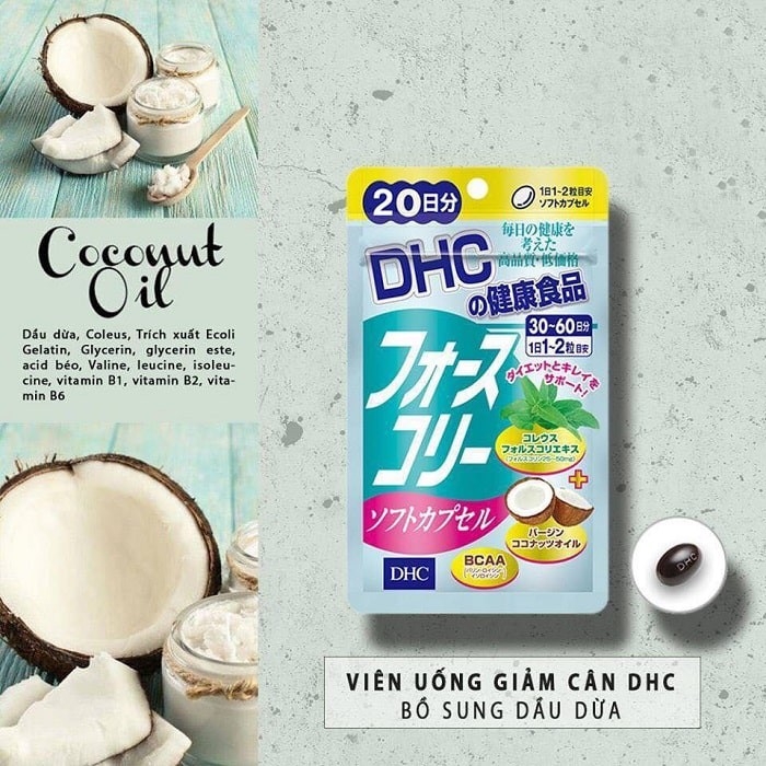 Viên Uống DHC Giảm Cân Bổ Sung Dầu Dừa Forskohlii Nhật Bản