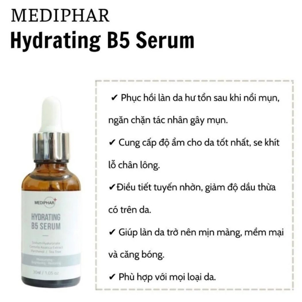 Serum Mediphar+ Hydrating B5 Cấp Ẩm Phục Hồi Dưỡng Sáng Da Hàn Quốc 30ml