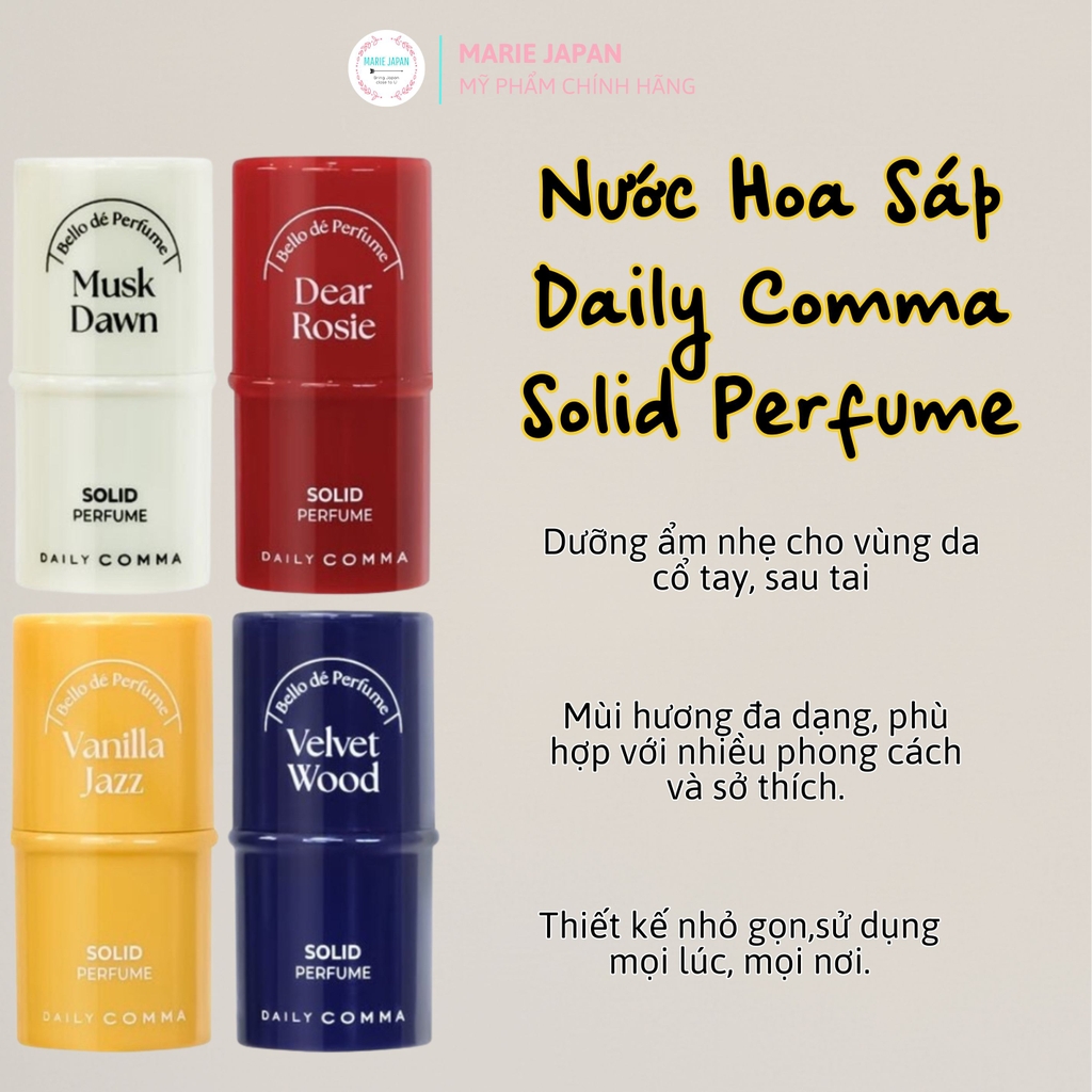 Nước Hoa Sáp Daily Comma Solid Perfume Hương Thơm Tươi Mát Dịu Nhẹ Hàn Quốc Hộp 4,7g