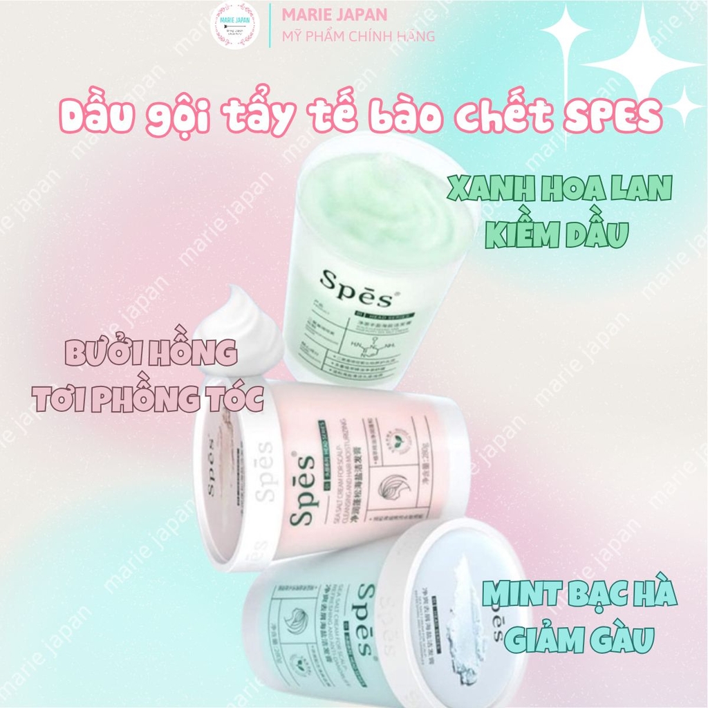 Dầu Gội Tẩy Tế Bào Chết Da Đầu Spes Sạch Gàu Bã Nhờn Dưỡng Ẩm Kiềm Dầu Sea Salt Cream Hũ 280g
