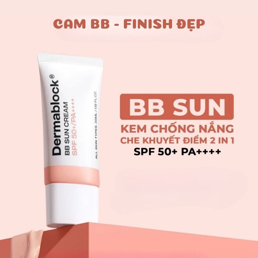Kem Chống Nắng Dermablock Sun Cream SPF 50+ PA++++ Bảo Vệ Da Dưỡng Ẩm Nâng Tone Hàn Quốc Tuýp 35ml