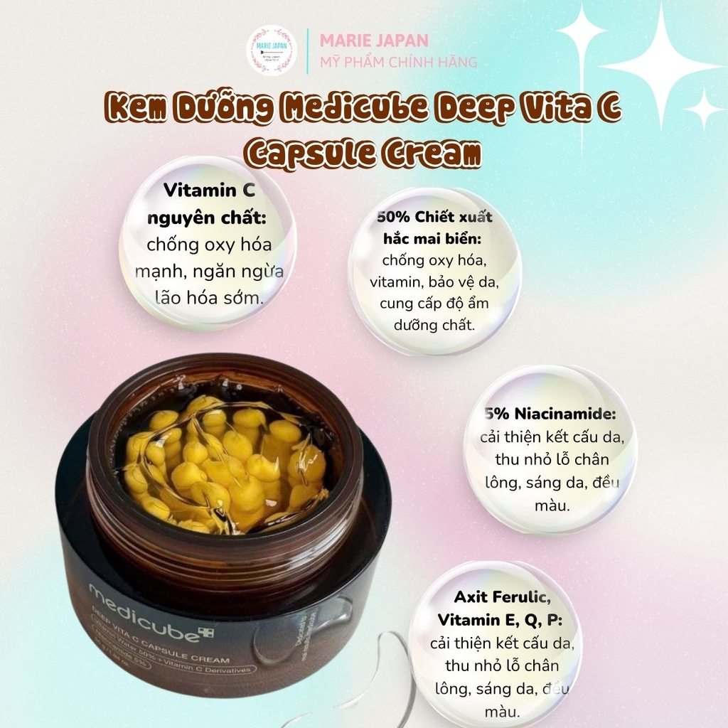 Kem Dưỡng Dạng Viên Nang Medicube Deep Pink Capsule Cream Dưỡng Sáng Mờ Thâm Phục Hồi Da Hộp 55g