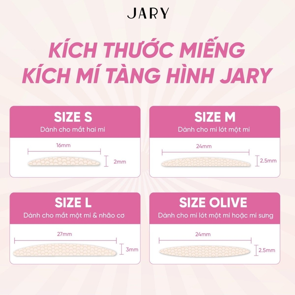Miếng Dán Kích Mí Jary Tàng Hình Bám Dính Cao Cho Mí Mắt To Tròn Tự Nhiên 40 Miếng Tặng Kèm Nhíp