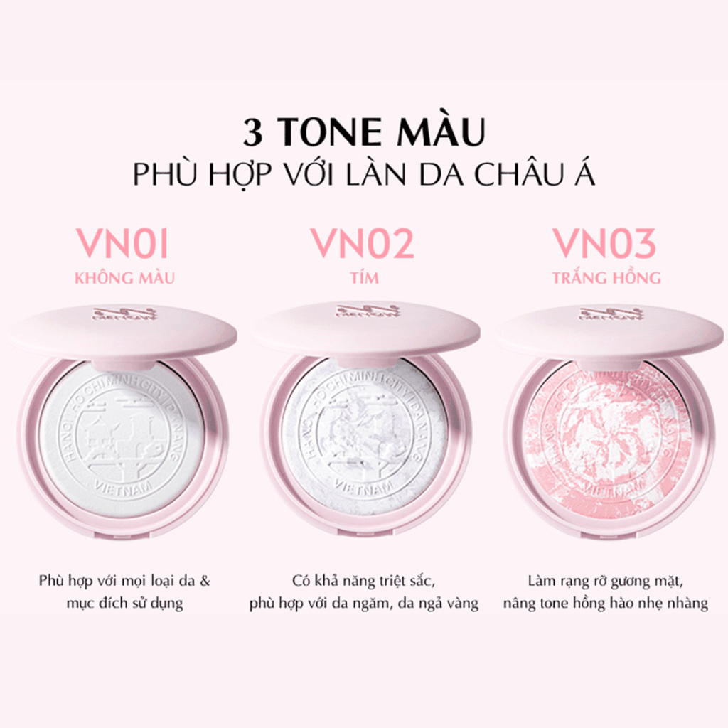 [MUA 1 TẶNG 1] Phấn Phủ Nén Thủy Tinh MENOW Mỏng Mịn Tự Nhiên Clear Radiant Pressed Powder Viet Nam Edition 7g