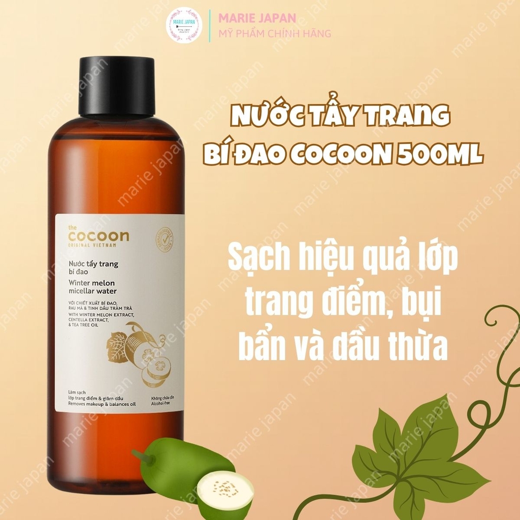 Combo Cocoon 2 Món 1 Nước Tẩy Trang Bí Đao 500ml + 1  Toner Sen  Hậu Giang 310ml