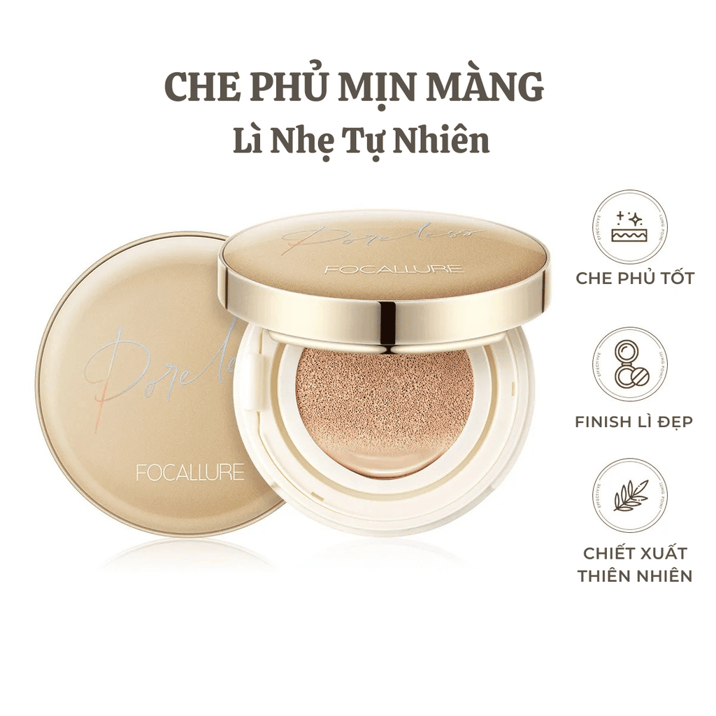 Cushion Focallure Kiềm Dầu Đỉnh Che Phủ Tốt Mịn Lì Poreless Matte Air Foundation FA19 12g