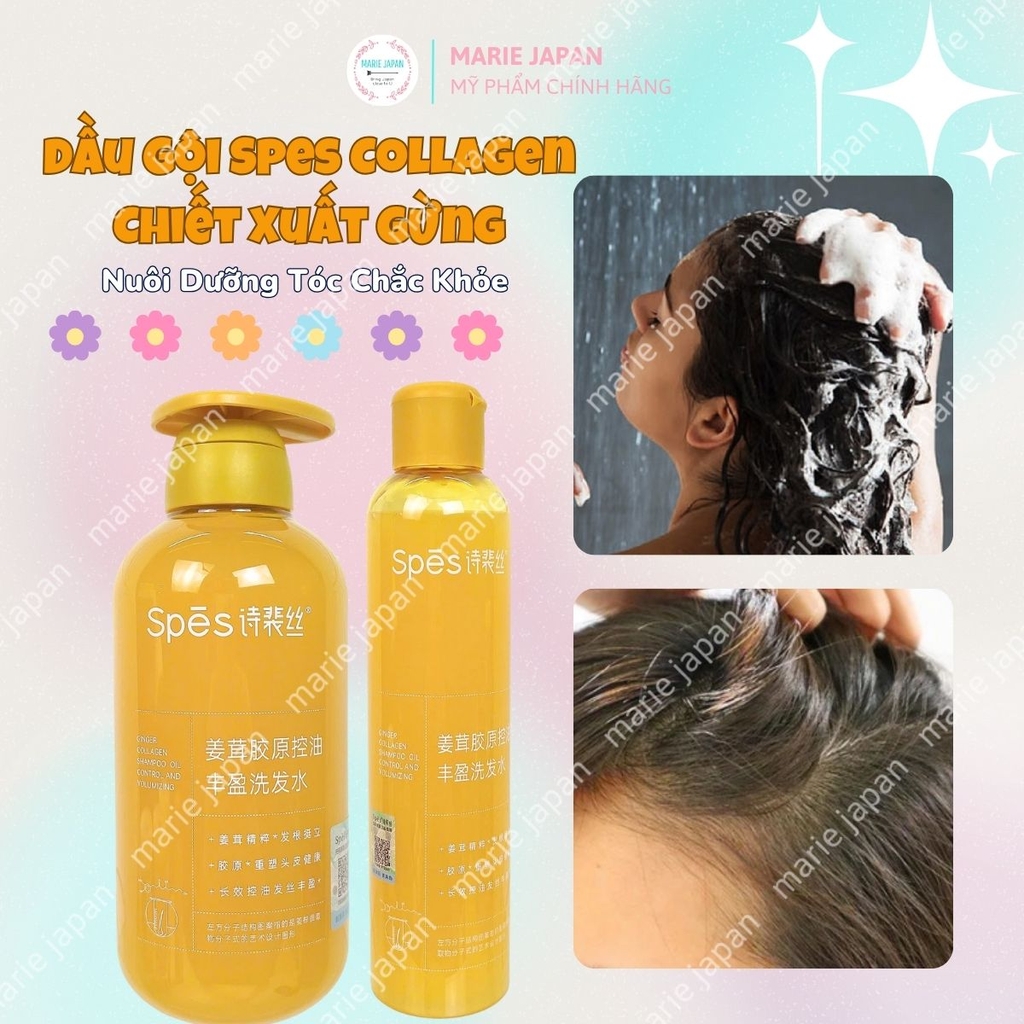 Dầu Gội Spes Collagen Chiết Xuất Gừng Sạch Sâu Giảm Gãy Rụng Tóc Chắc Khỏe Bồng Bềnh