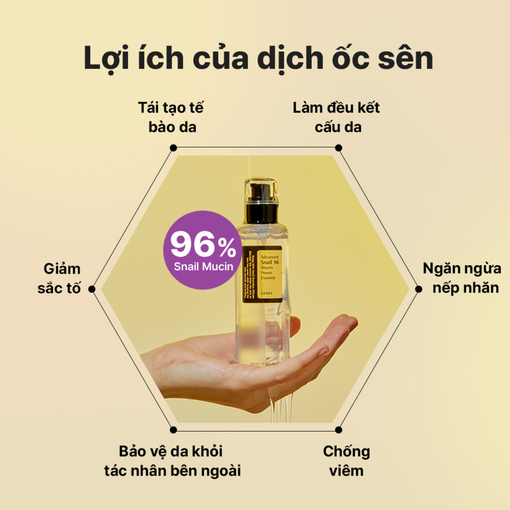 Tinh Chất Ốc Sên Cosrx Advanced Snail 96 Mucin Essence Cấp Ẩm Làm Dịu Phục Hồi Chống Lão Hóa Hàn Quốc 100ml