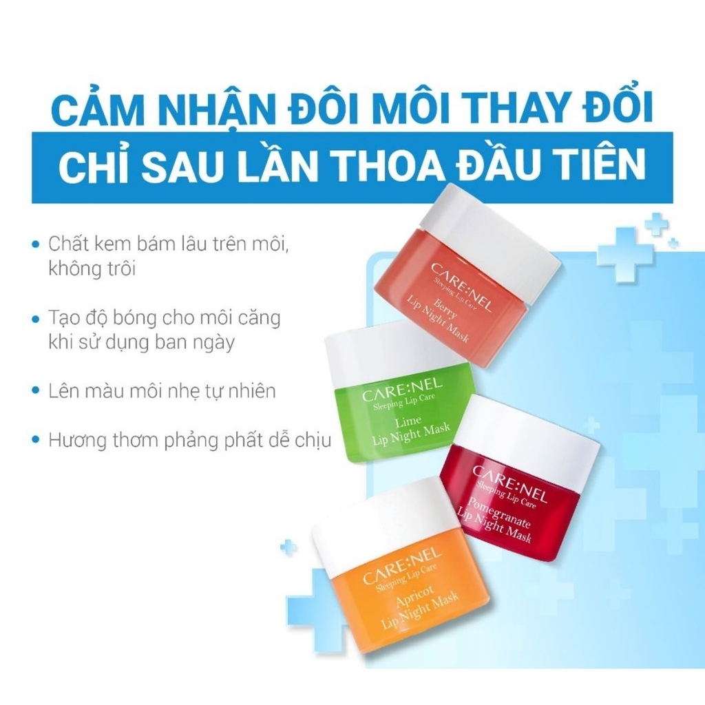 Mặt Nạ Ngủ Môi Care:nel Night Mask Dưỡng Ẩm Môi Hồng Hào Căng Mọng Hàn Quốc 5g
