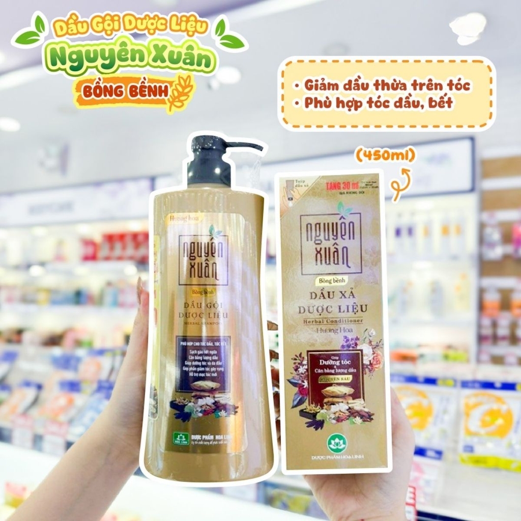 Dầu Gội Dược Liệu Nguyên Xuân Giúp Dưỡng Tóc Bồng Bềnh Phục Hồi Hư Tổn 450ml