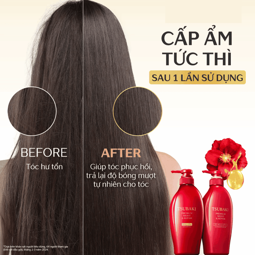 Dầu Gội Xả Tsubaki Premium Phục Hồi Giảm Gãy Rụng Cho Tóc Hư Tổn Nhật Bản