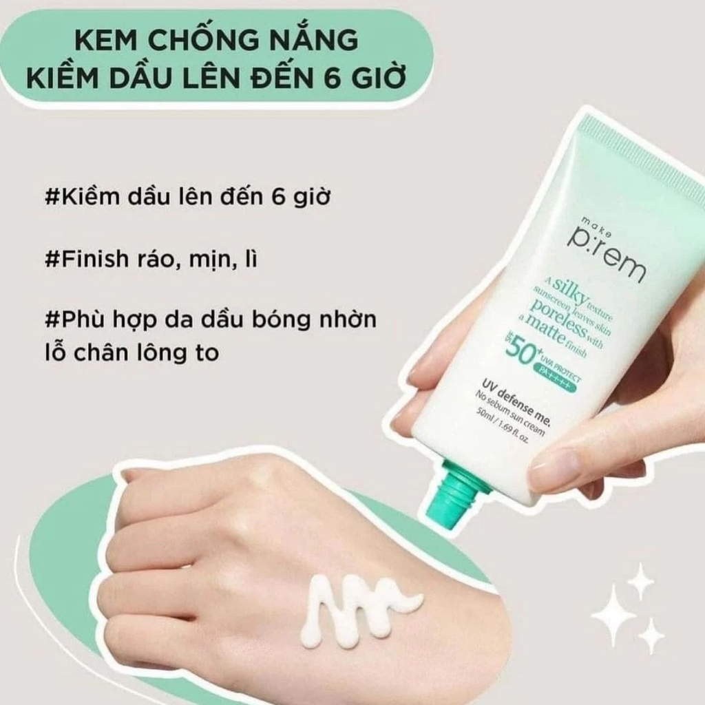 Kem Chống Nắng Vật Lý Make Prem UV SPF50+ PA++++ Nâng Tone Dịu Nhẹ Kiềm Dầu Hàn Quốc 50ml