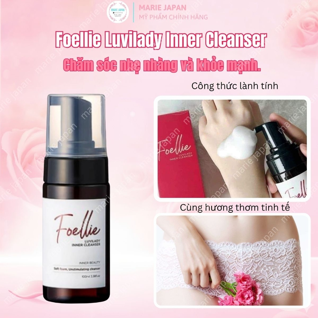 Dung Dịch Vệ Sinh Phụ Nữ Foellie Luvilady Inner Cleanser Sạch Sâu Dịu Nhẹ Cân Bằng pH Hàn Quốc Chai 100ml