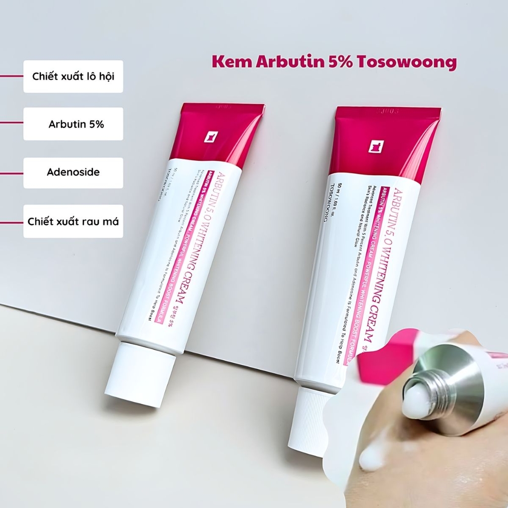 Kem Dưỡng Arbutin 5% Tosowoong Cấp Ẩm Trắng Da Mờ Thâm Nám Hàn Quốc 50ml
