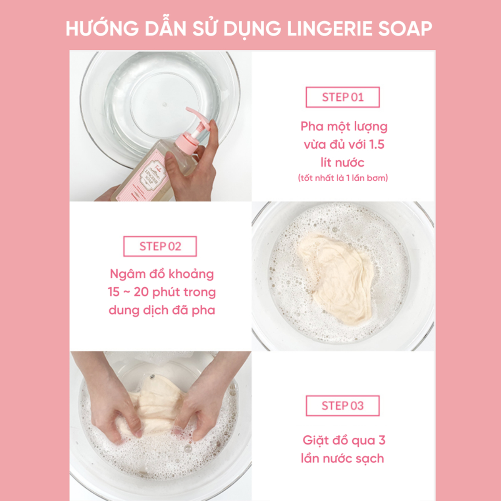 Nước Giặt Đồ Lót Foellie Lingerie Soap Cao Cấp Tẩy Ố Vàng Diệt Sạch Vi Khuẩn Hàn Quốc 500ml