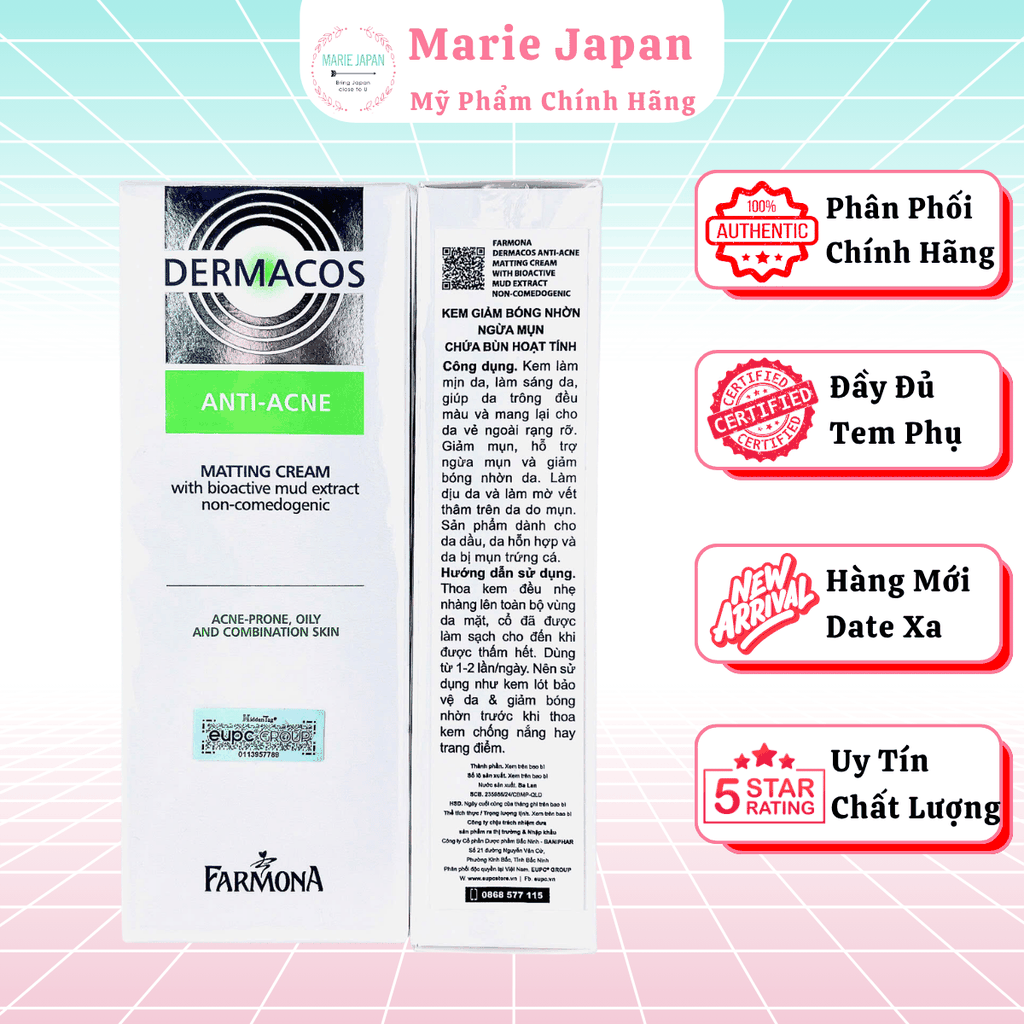 [MUA 1 TẶNG 1] Gel Rửa Mặt Dermacos Làm Sạch Sâu, Giảm Nhờn Hỗ Trợ Ngừa Mụn Hiệu Quả Anti-Acne Deep Cleansing 150ml - TẶNG 1 MASK JM