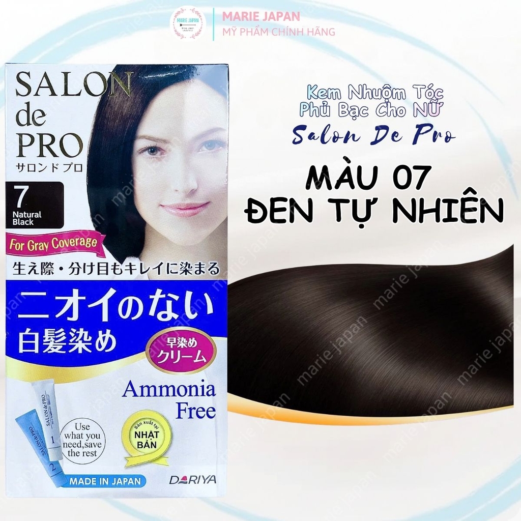 Kem Nhuộm Tóc Cho NỮ Salon De Pro Phủ Bạc Tự Nhiên Không Mùi Cao Cấp Nhật Bản 80G