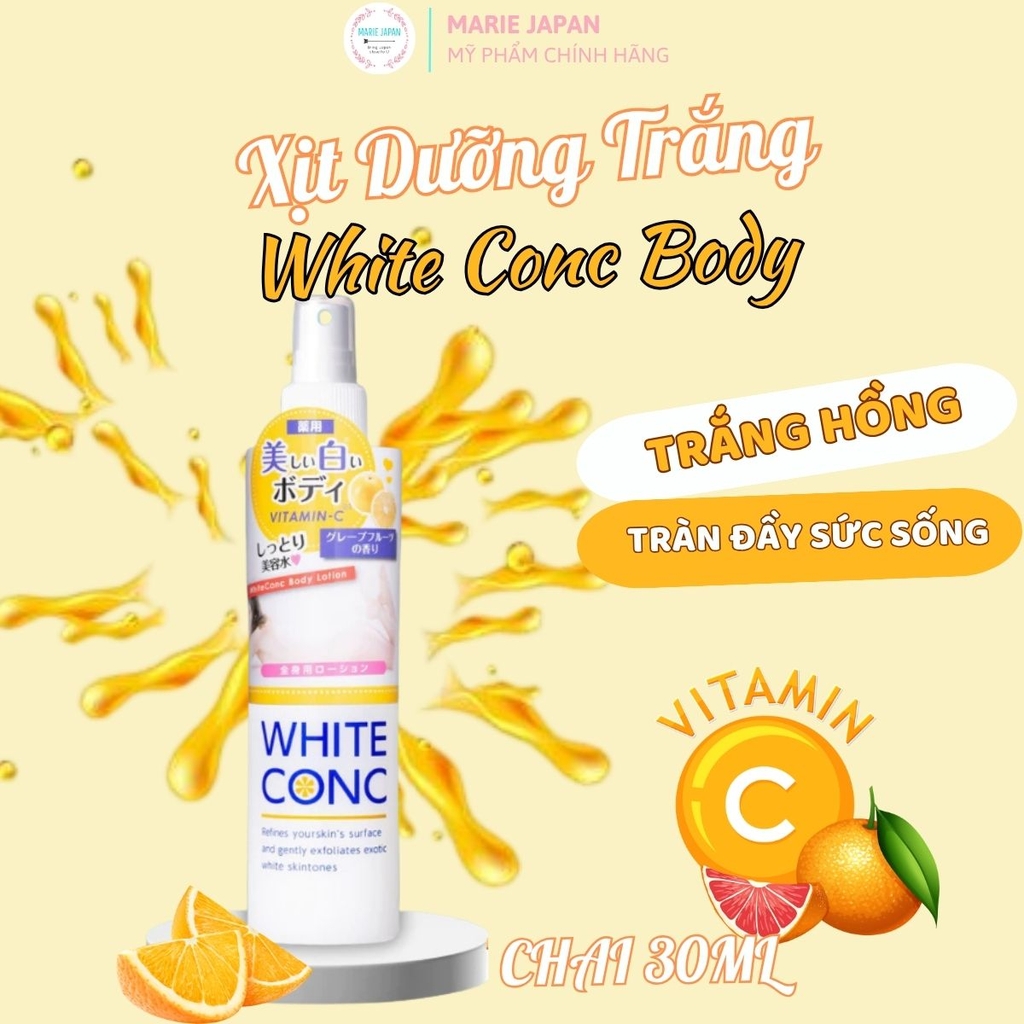 Xịt Dưỡng Trắng Da Toàn Thân  White Conc Dưỡng Ẩm Mềm Mịn Sáng Da Body Lotion Chai 245ml