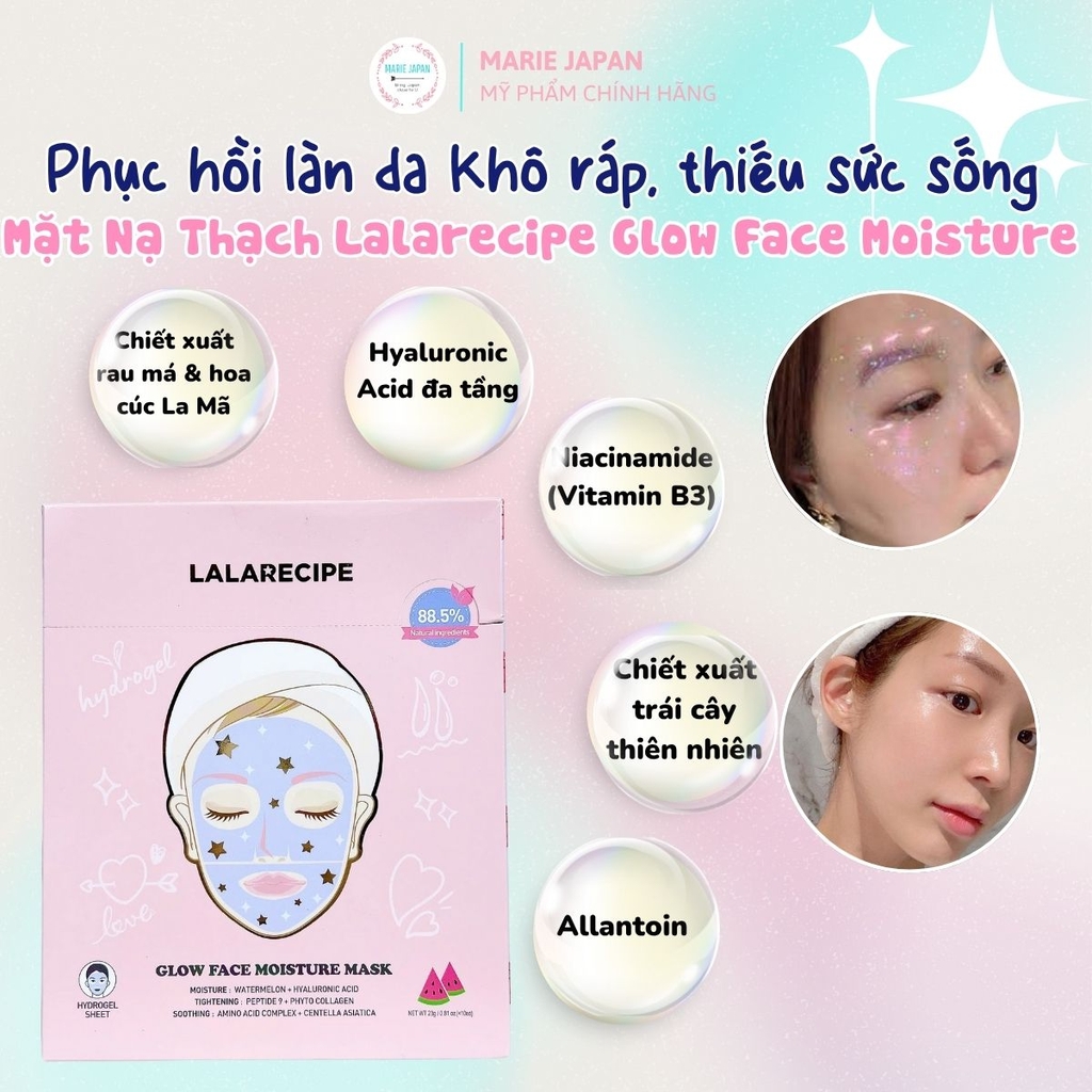 [1 Miếng Lẻ] Mặt Nạ Thạch Lalarecipe Glow Face Moisture Mask Dưỡng Ẩm Sáng Da Chống Lão Hóa Hàn Quốc