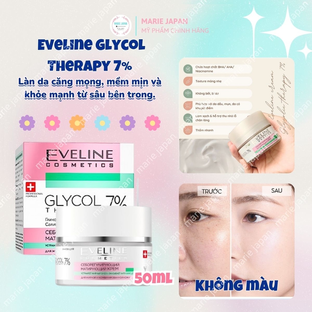 Kem Dưỡng Eveline Organic Aloe + Collagen 3in1 Cấp Ẩm Làm Dịu Phục Hồi Da Hư Tổn Hộp 50ml