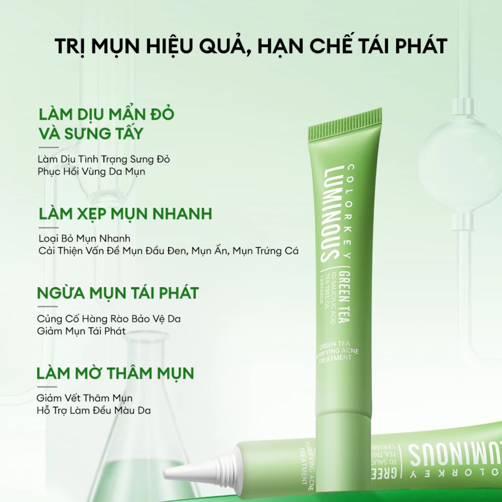 Chấm Mụn Colorkey Luminous Hỗ Trợ Giảm Mụn Mờ Thâm Dịu Da Green Tea Purifying Acne Treatment