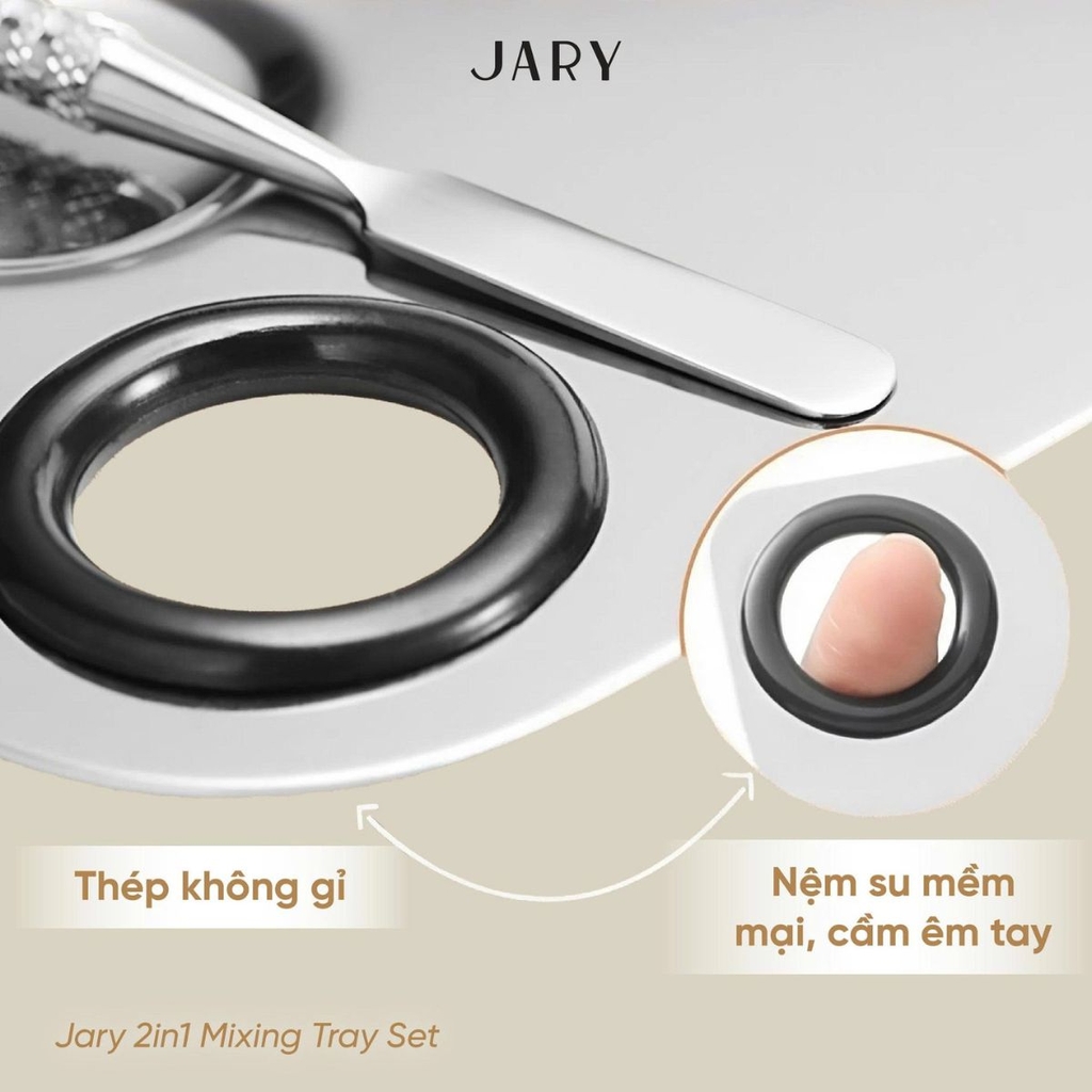 Bộ Dụng Cụ Khay Thìa Trộn Jary 2in1 Mixing Tray Pha Trộn Kem Nền Dễ Dàng Cho Lớp Nền Mỏng Tênh