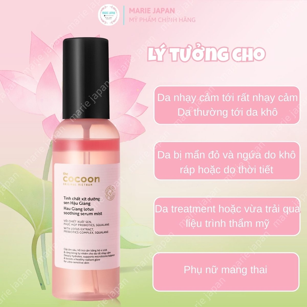 Tinh Chất Xịt Dưỡng Sen Hậu Giang Cấp Ẩm Sâu Mềm Mại Dịu Da Lotus Soothing  Chai 100ml
