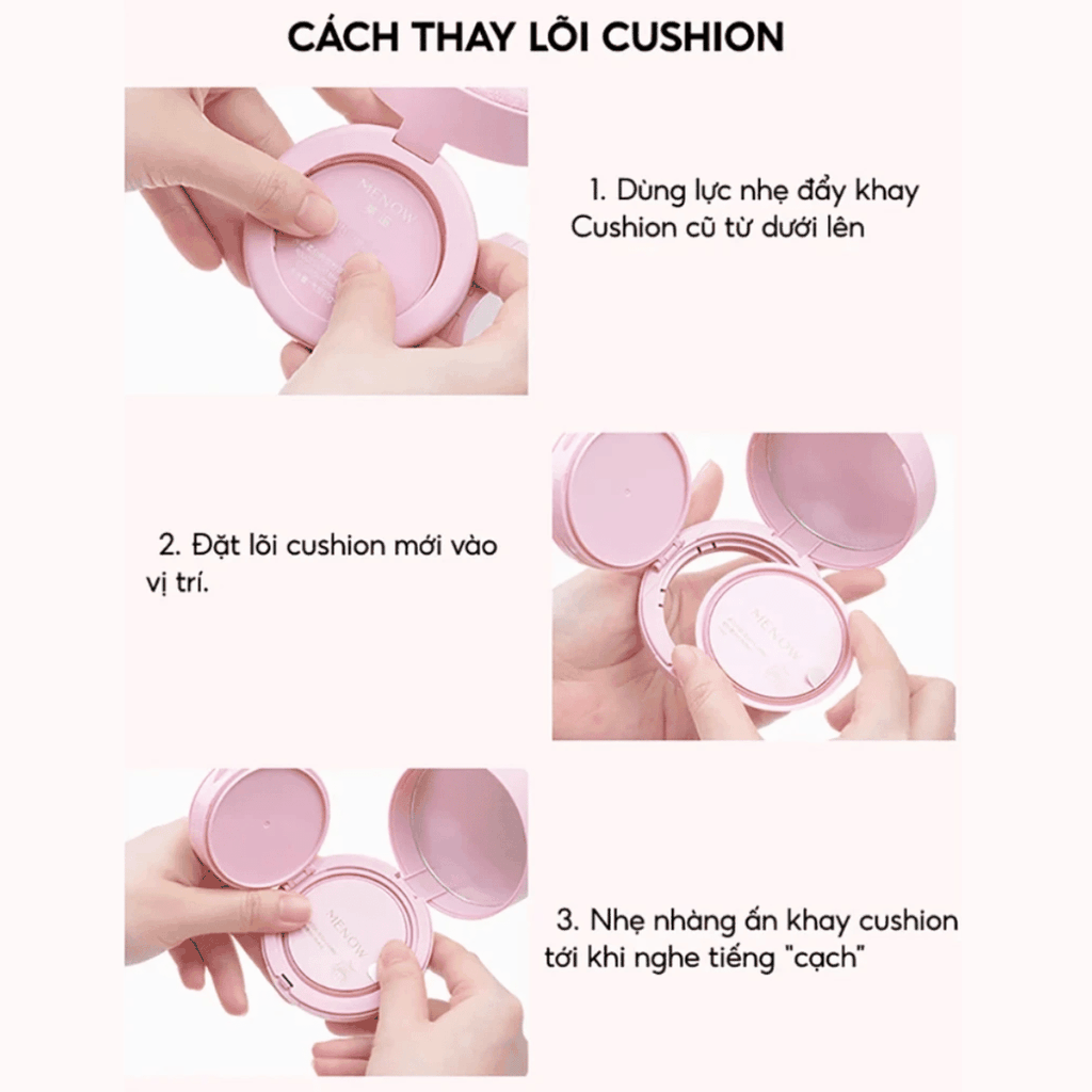 [MUA 1 TẶNG 1] Cushion + Phấn Phủ 2in1 Menow Mịn Lì Che Phủ Rouge Light Makeup Cushion Powder Cream TẶNG BẢNG PHẤN 4 Ô