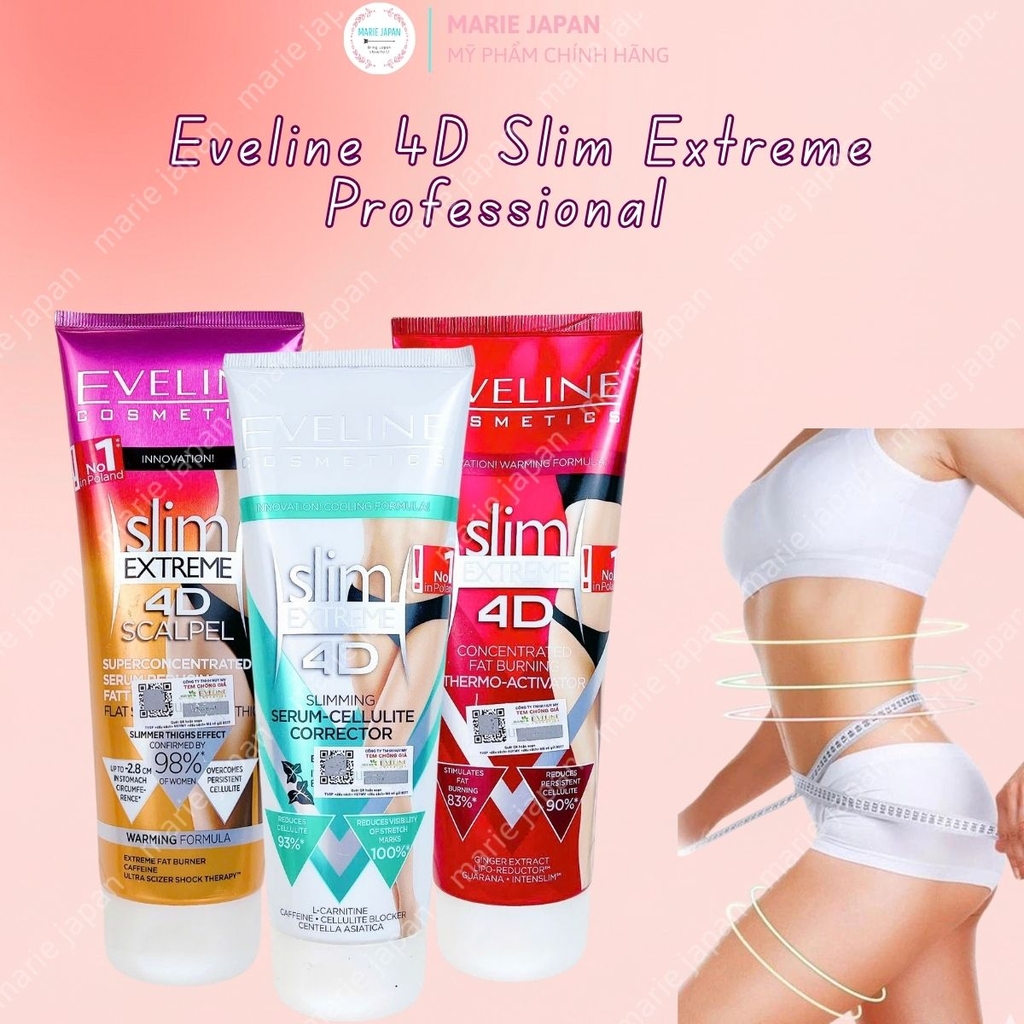 Kem Tan Mỡ Eveline 4D Slim Extreme Professional Hỗ Trợ Giảm Mỡ Săn Chắc Da Ba Lan Tuýp 250ml