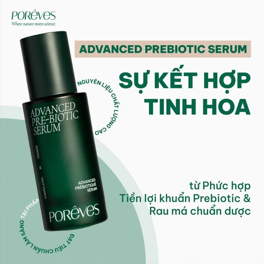 Serum Porêves Advanced Pre-Biotic Dưỡng Ẩm Phục Hồi Làm Dịu Da Chai 30ml
