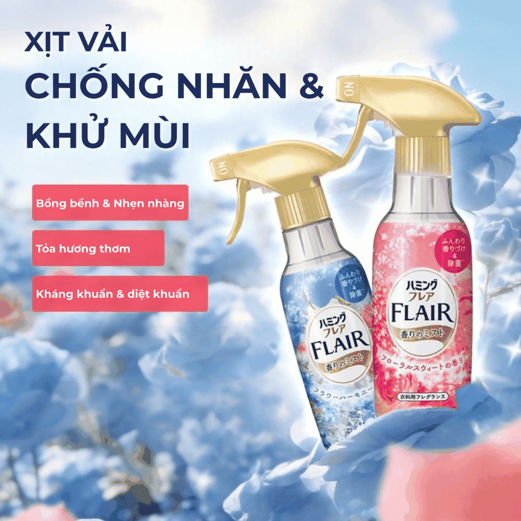 Xịt Thơm Quần Áo FLAIR KAO Khử Mùi, Làm Phẳng Nếp Nhăn, Lưu Hương Nhật Bản Chai 270ml