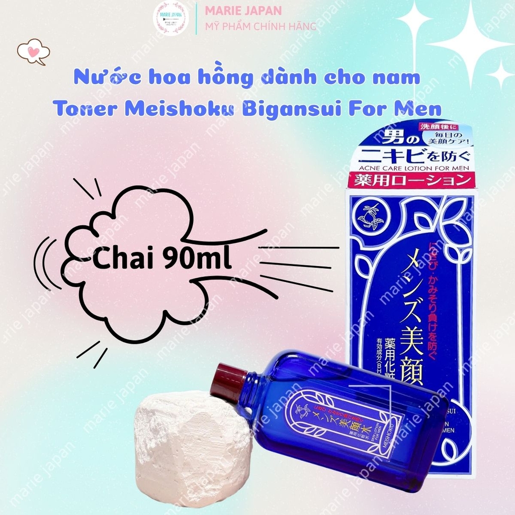 Toner Meishoku Bigansui For Men Làm Dịu Sau Cạo Râu Giảm Mụn Kiềm Dầu Cho Nam Nhật Bản Chai 90ml