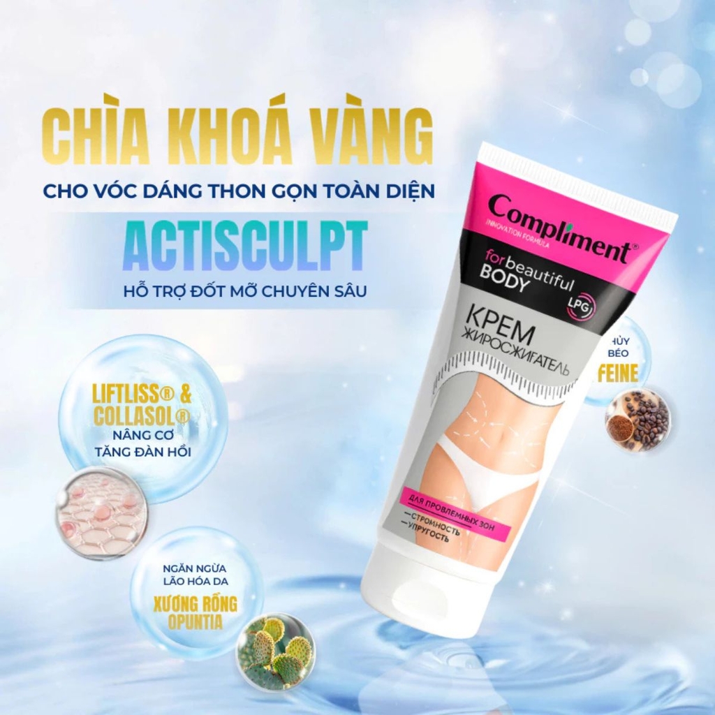 Kem Tan Mỡ Nóng Lạnh Compliment Giảm Mỡ Bụng Săn Chắc Da Thon Gọn Body Nga 200ml