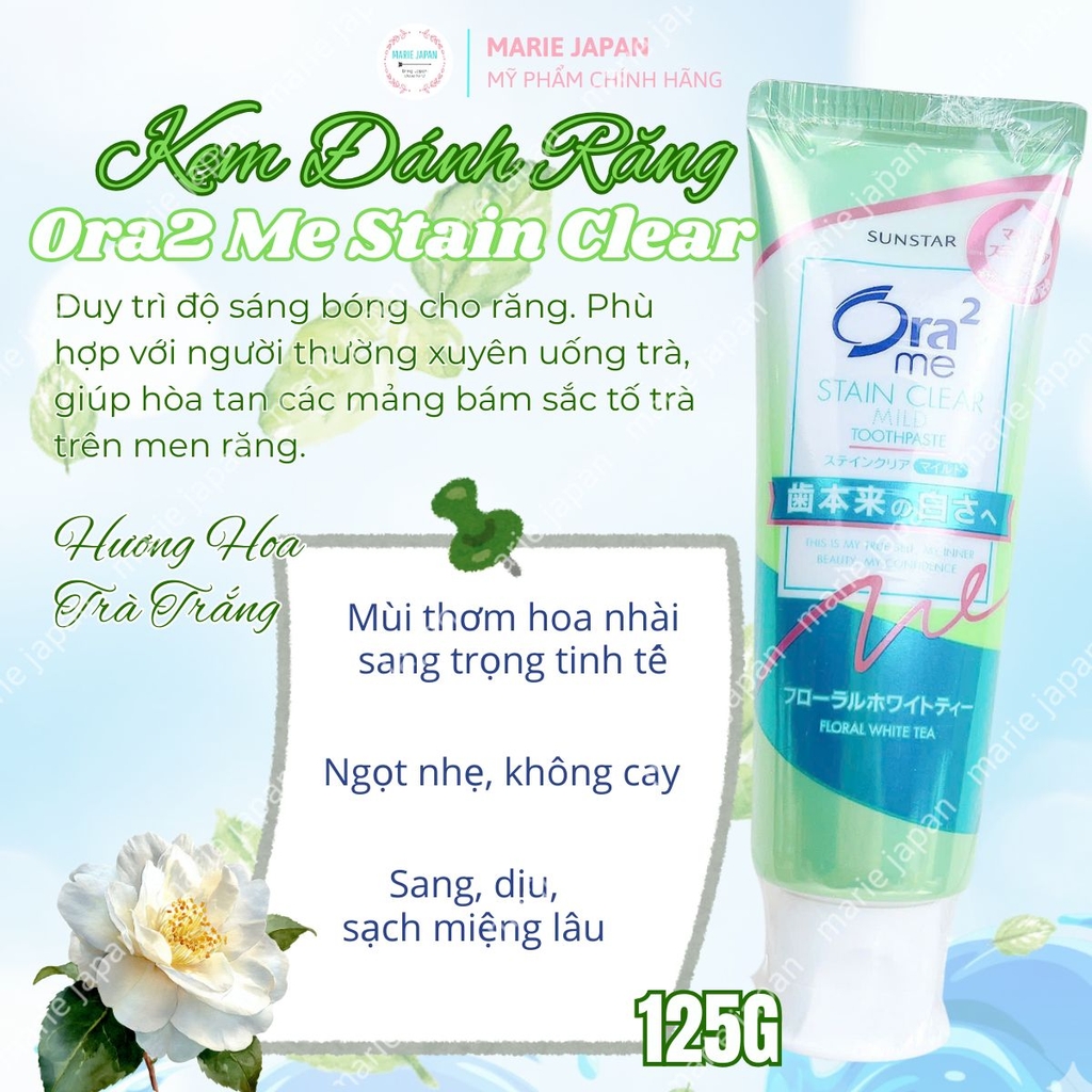 Kem Đánh Răng Ora2 Me Stain Clear Hỗ Trợ Làm Sạch & Chăm Sóc Răng Miệng Nhật Bản