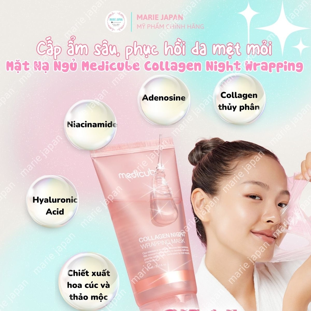 Mặt Nạ Ngủ Medicube Collagen Night Wrapping Mask Cấp Ẩm Căng Mịn Phục Hồi Da Ban Đêm Hàn Quốc Chai 75ml