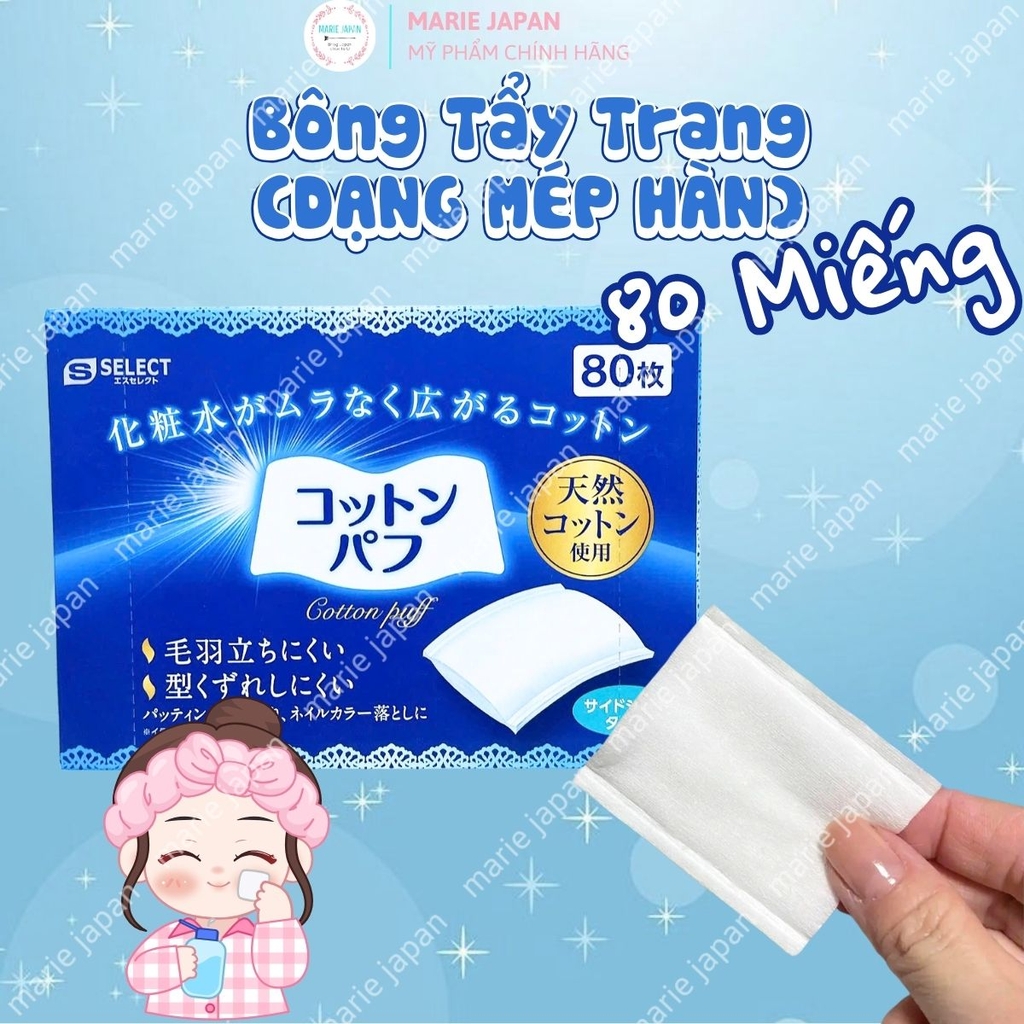 Bông Tẩy Trang S Select Cotton Puff Siêu Mềm Min Bông Tự Nhiên An Toàn Cho Da